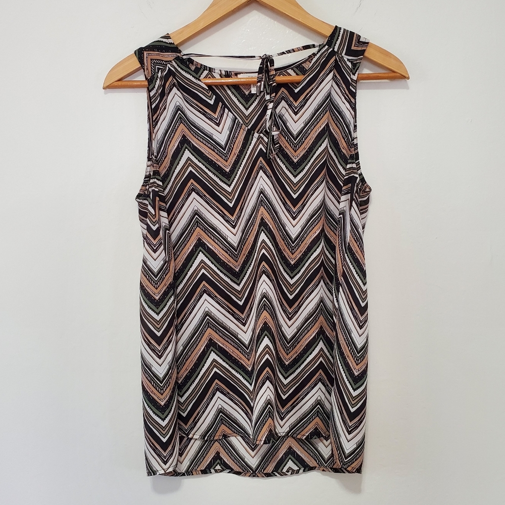 Maurices Chevron Blouse Sleeveless Neutral Tank-top Summer Top Size Small